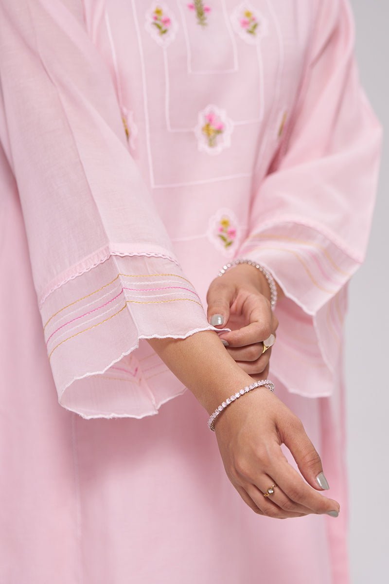Dreamy Pink Mul-Chanderi Kurta Set - Ganga Fashions
