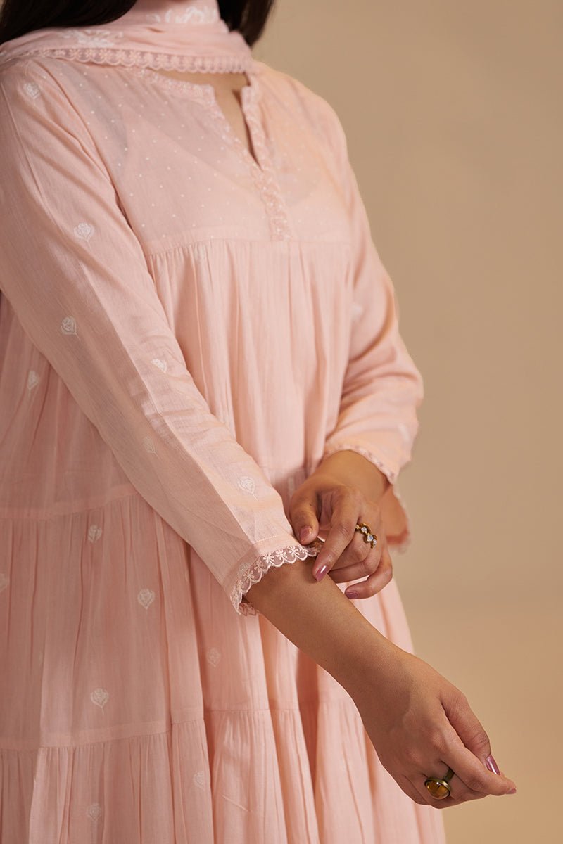 Evening Sand Mul-Mul Anarkali Kurta Set - Ganga Fashions