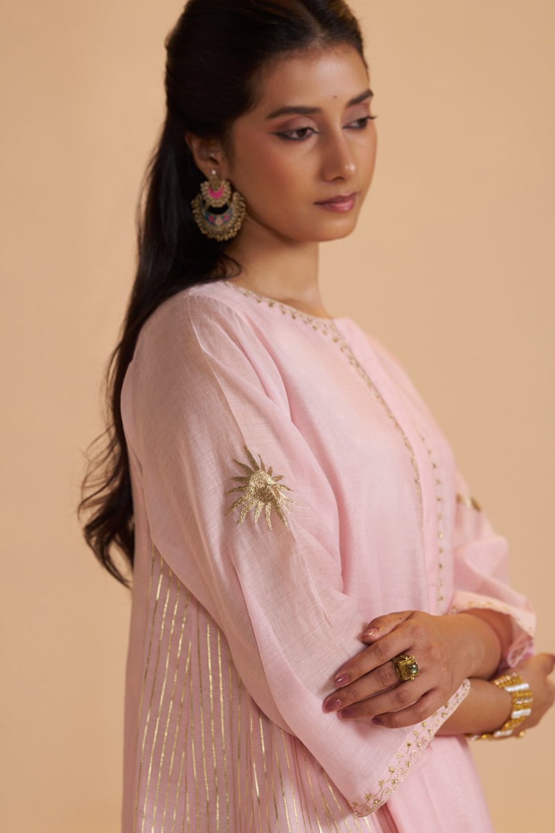 Rose Quartz Silk Festive Kurta Set - Ganga Fashions