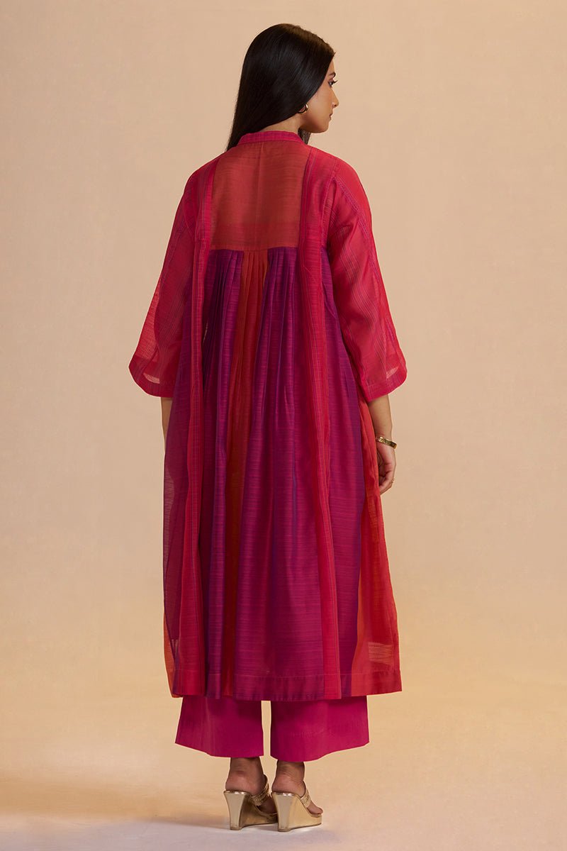 Wine and Rani Pink Woven Co-ord Set - Ganga Fashions