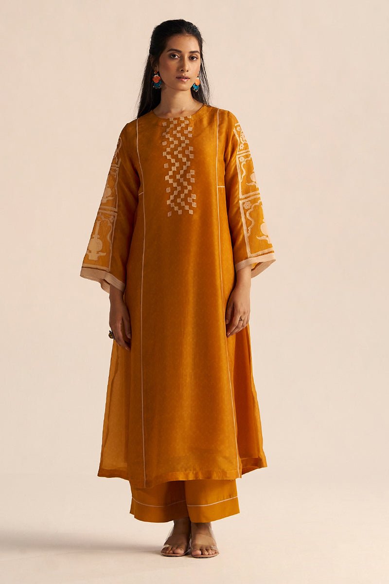 nugget yellow silk co ord set full body view model