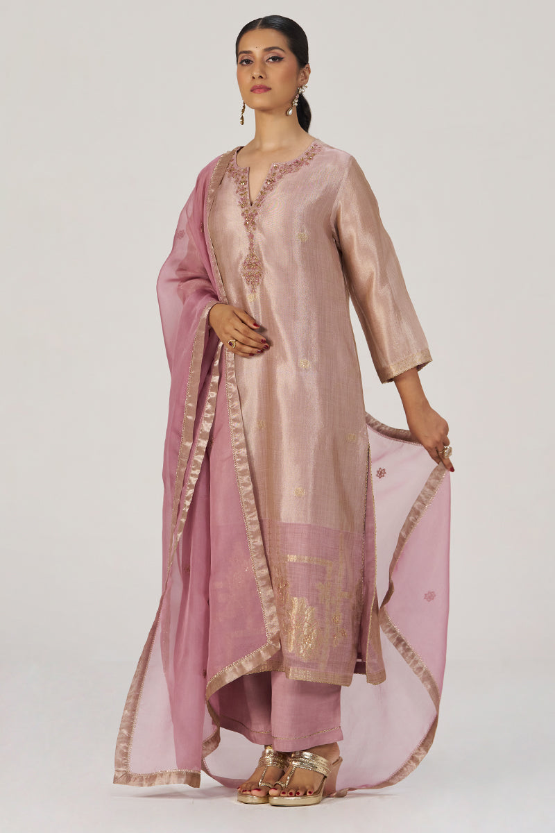 Deauville Mauve Tissue Festive Kurta Set