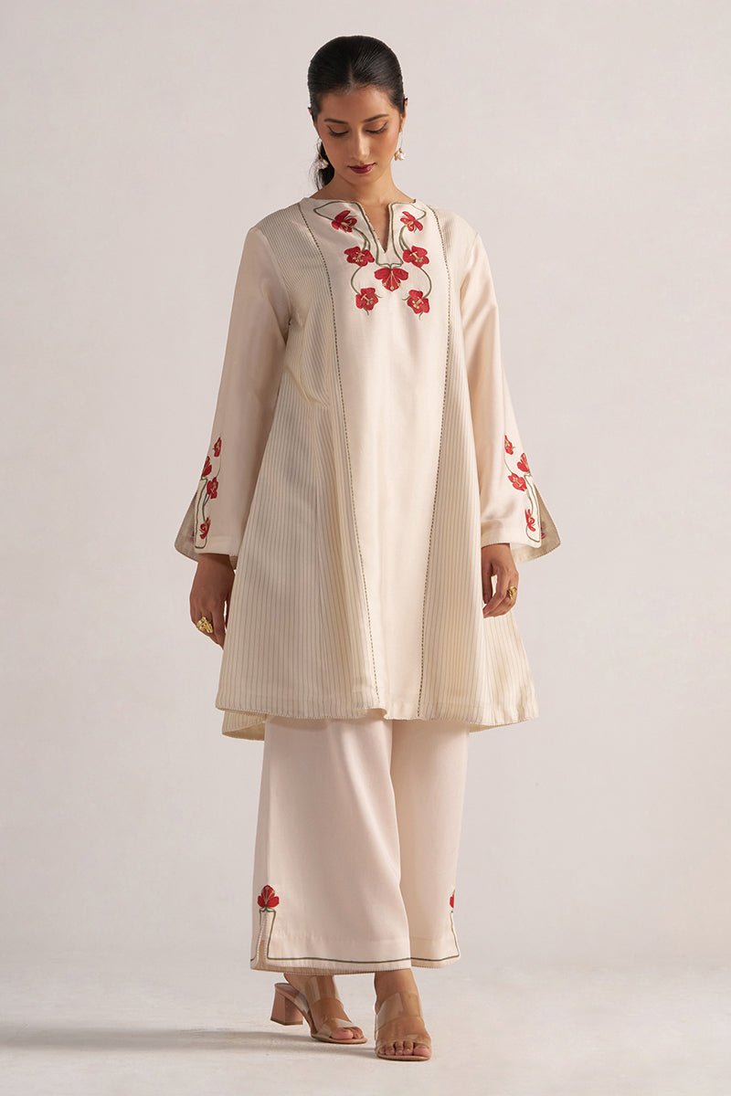 full front model view TOFU Cream Festive Co-Ord Set
