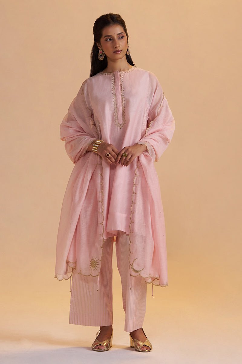 Rose Quartz Silk Festive Kurta Set - Ganga Fashions
