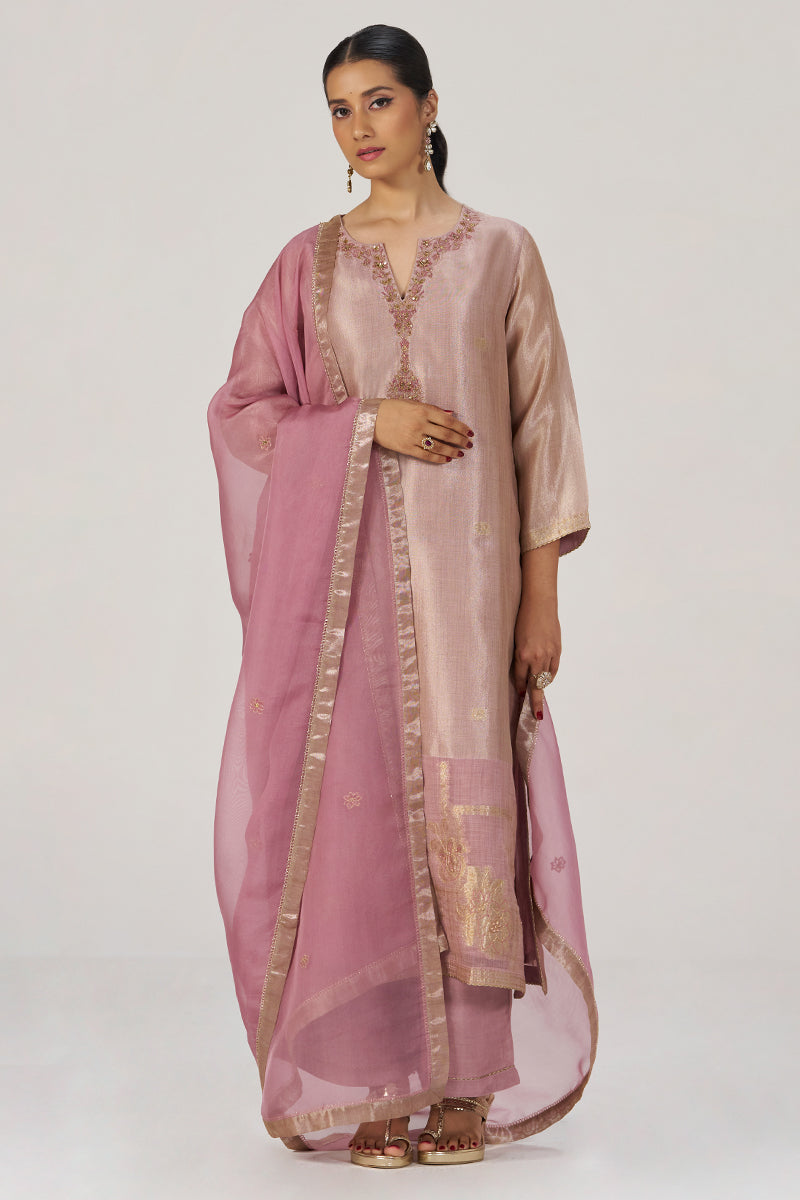 Deauville Mauve Tissue Festive Kurta Set