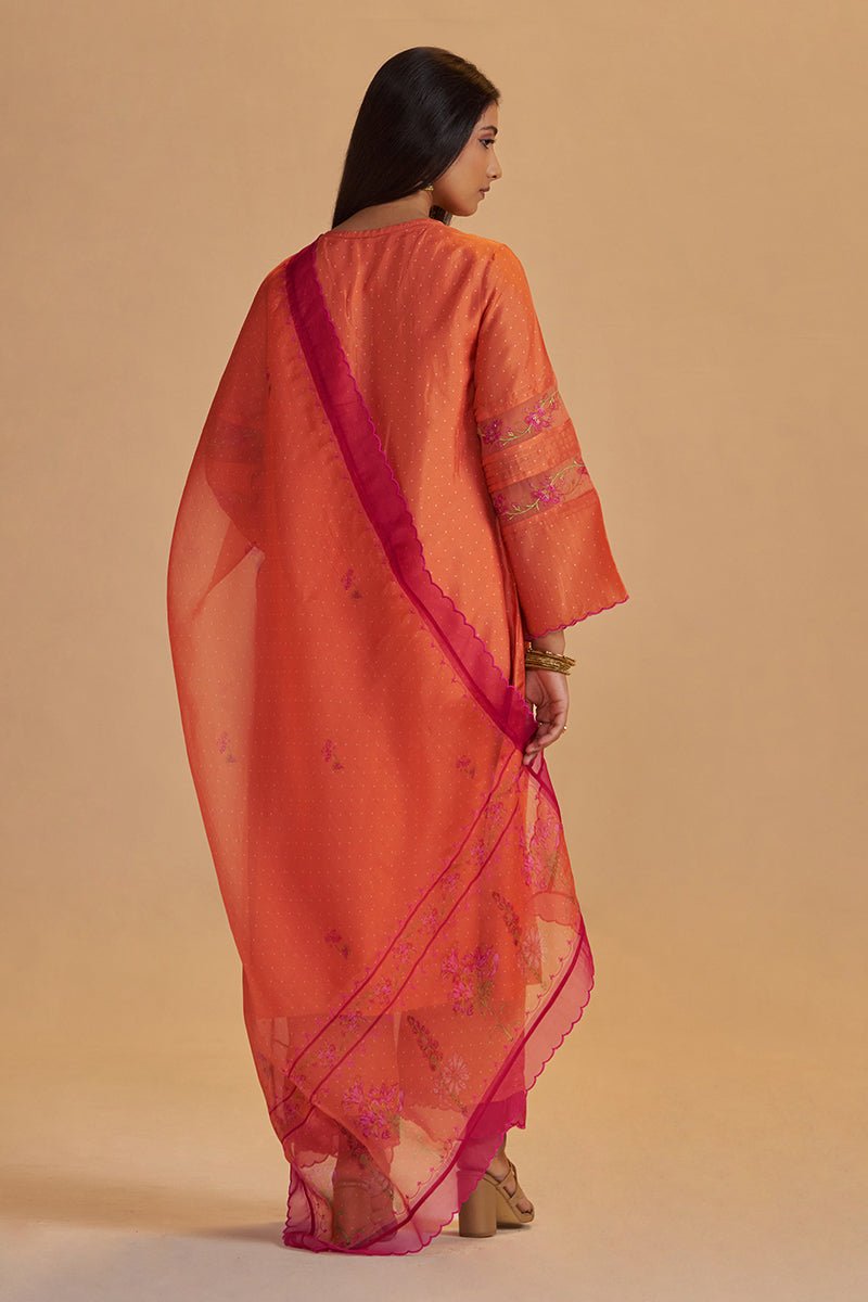 Dusty Orange Silk Festival Kurta Set - Ganga Fashions