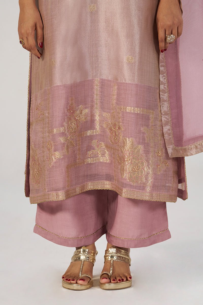 Deauville Mauve Tissue Festive Kurta Set - Ganga Fashions