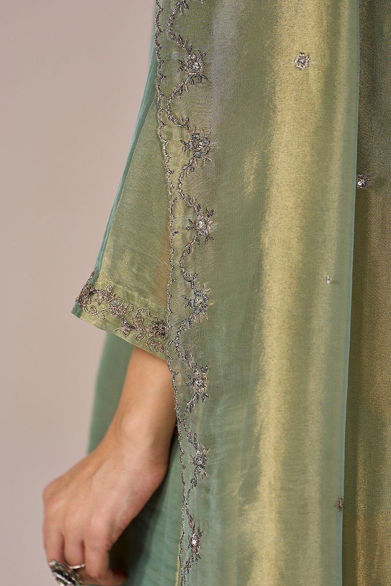 Pista Tissue Festive Kurta Set - Ganga Fashions