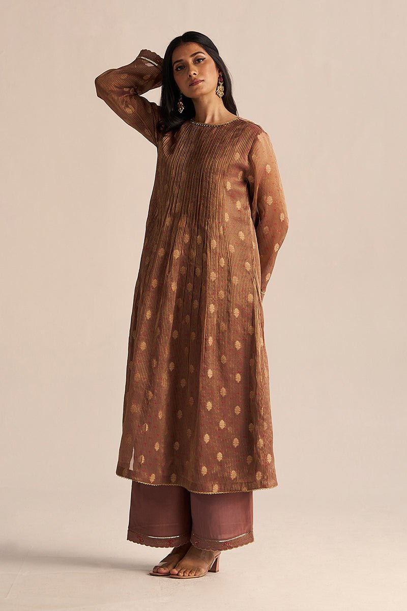 Cognac Brown Tissue Festive Co-ord Set