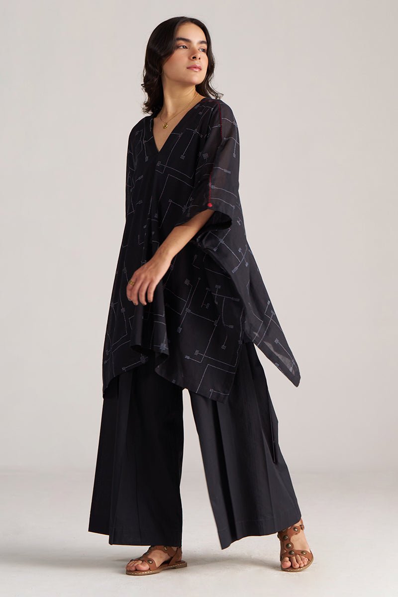 Black Mul-Mul Kaftaan Co-ord Set