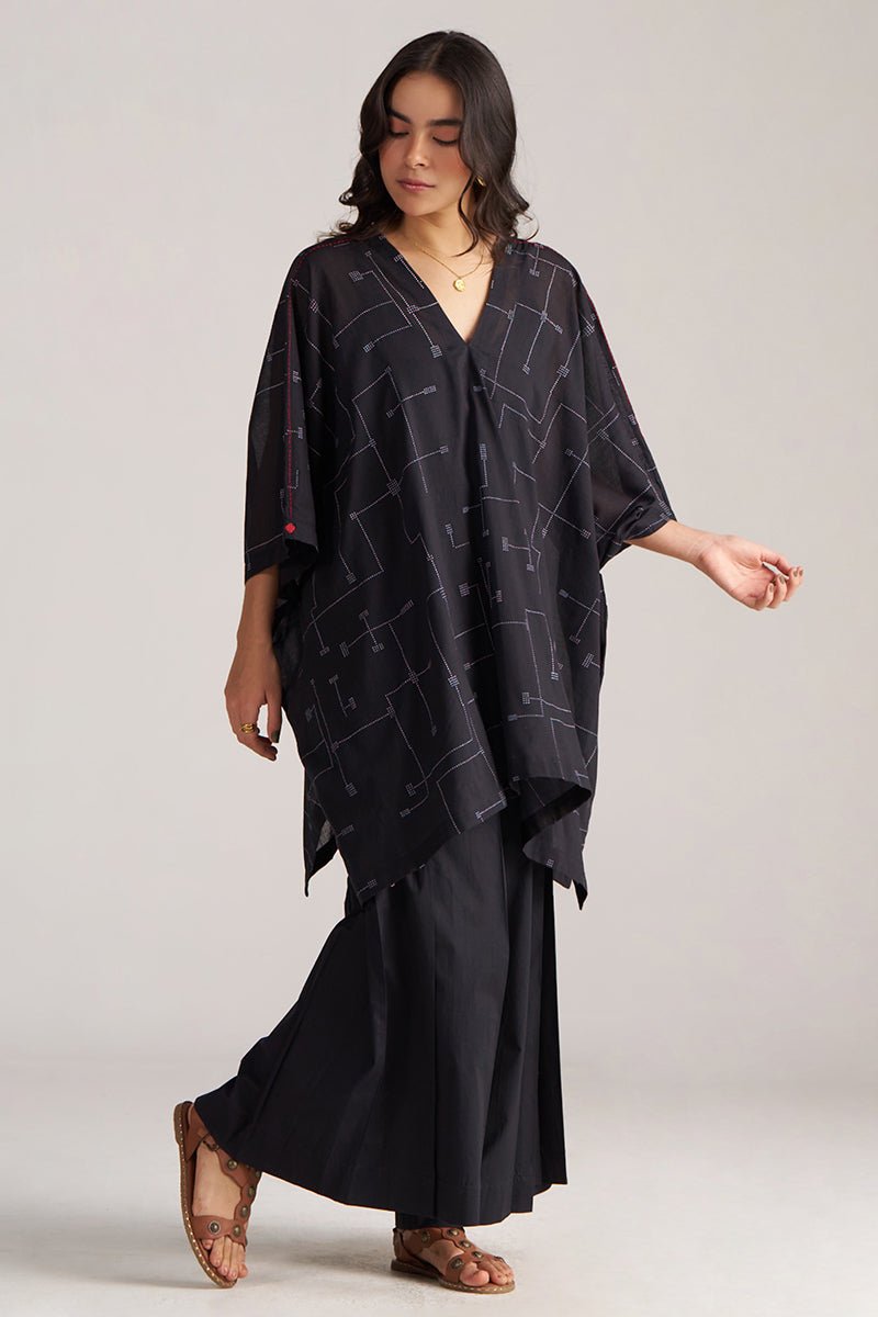 Black Mul-Mul Kaftaan Co-ord Set