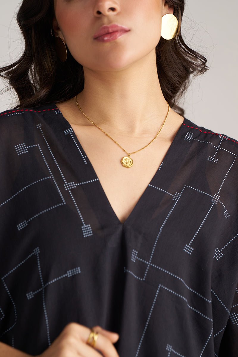 Black Mul-Mul Kaftaan Co-ord Set
