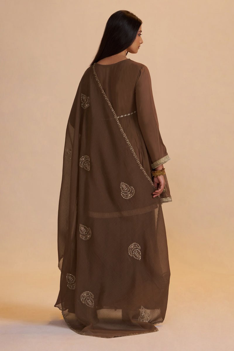 Husk Brown Festive Sharara Kurta Set - Ganga Fashions