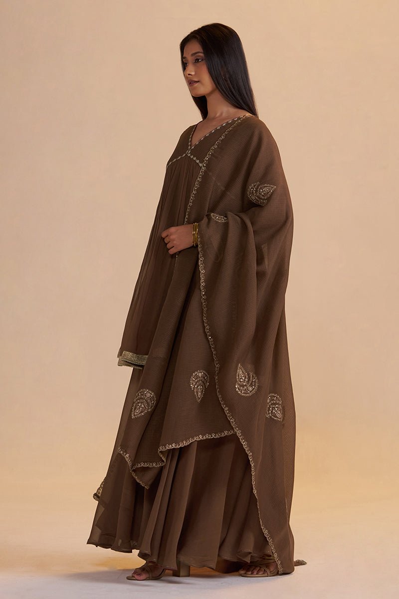 Husk Brown Festive Sharara Kurta Set - Ganga Fashions
