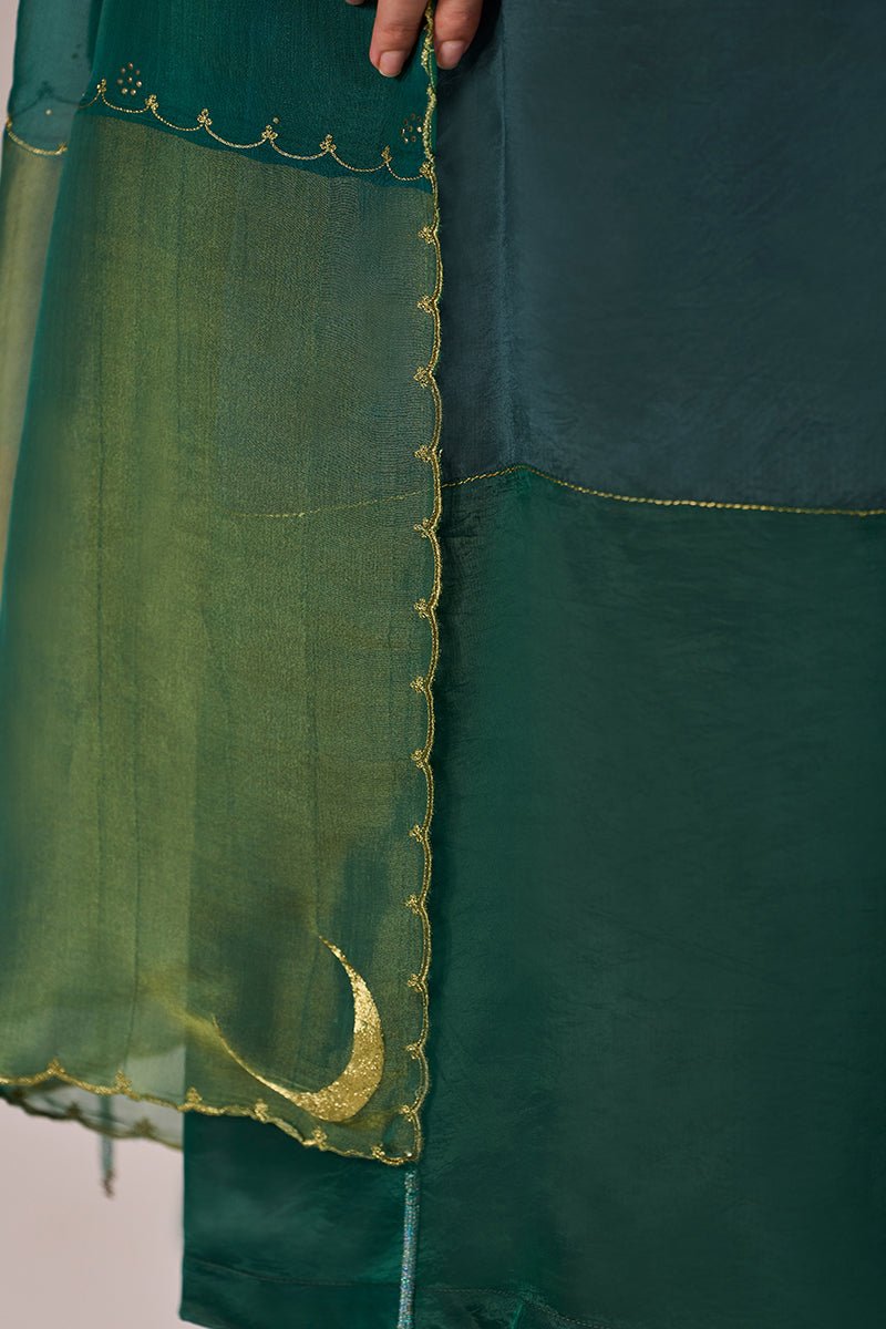 Peacock Blue and Peacock Green Festive kurta Set - Ganga Fashions