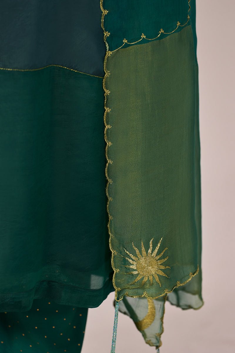 Peacock Blue and Peacock Green Festive kurta Set - Ganga Fashions