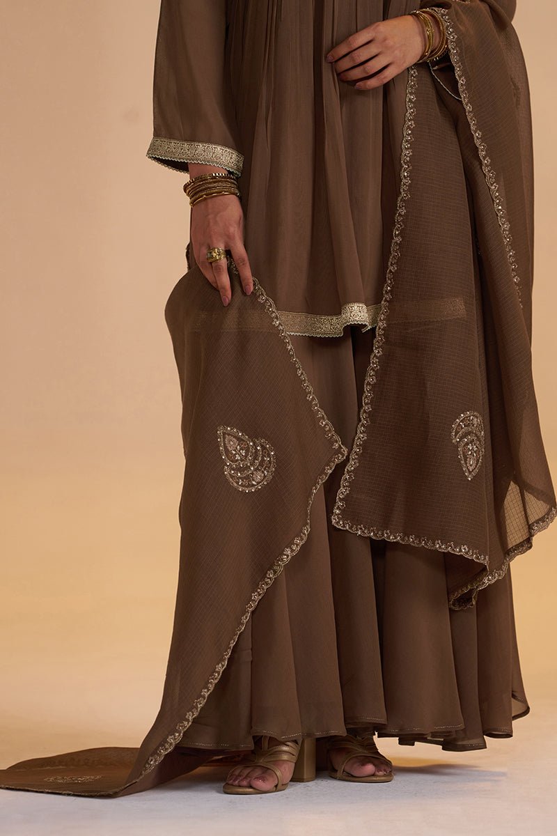 Husk Brown Festive Sharara Kurta Set - Ganga Fashions