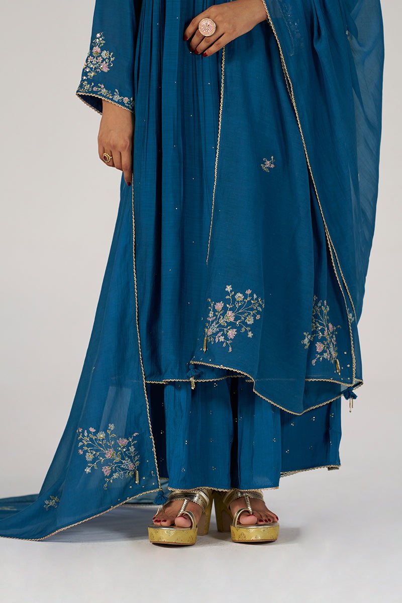 Deep Riverside Blue Festive Kurta Set - Ganga Fashions