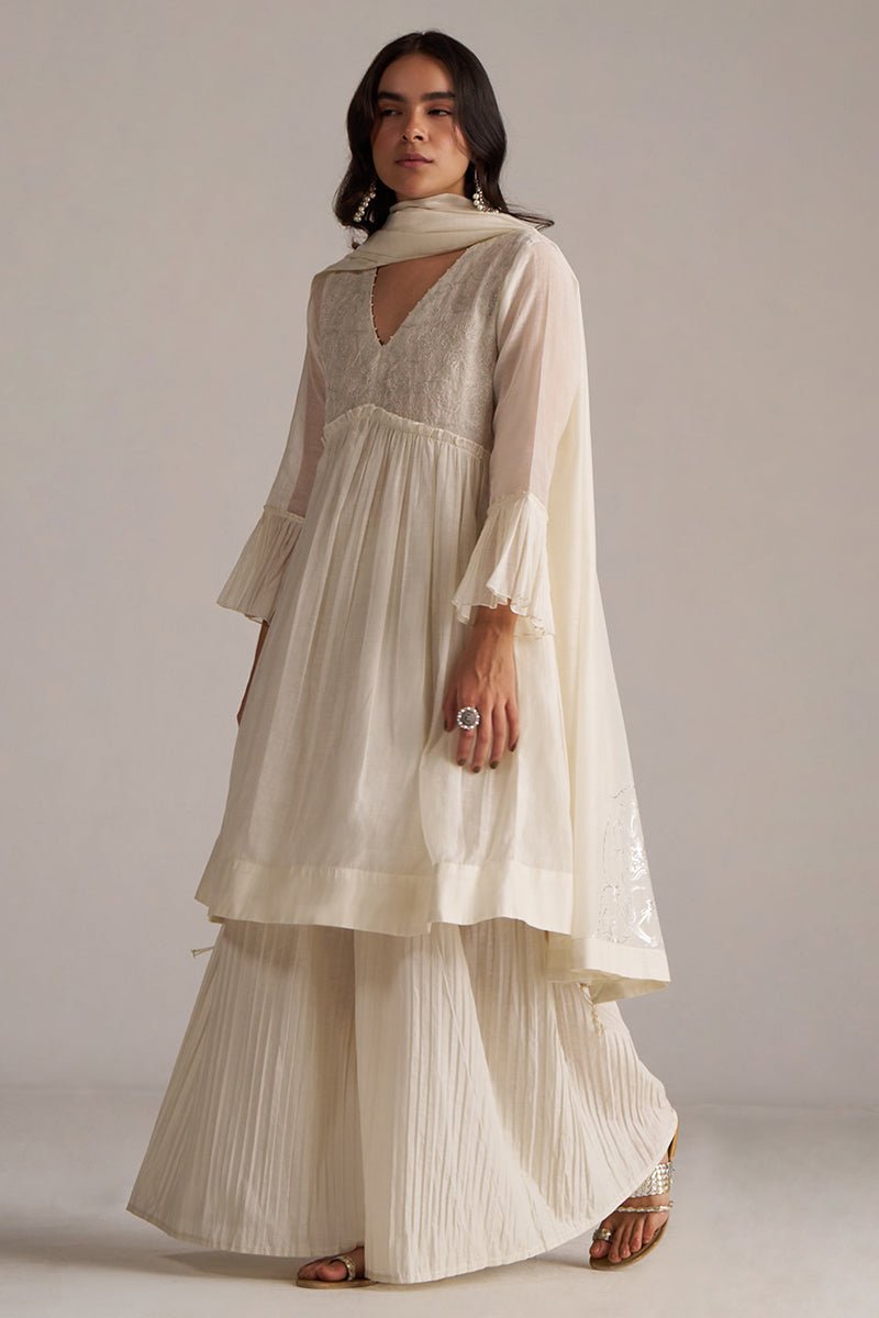 Ivory Pure Chanderi Kurta Set