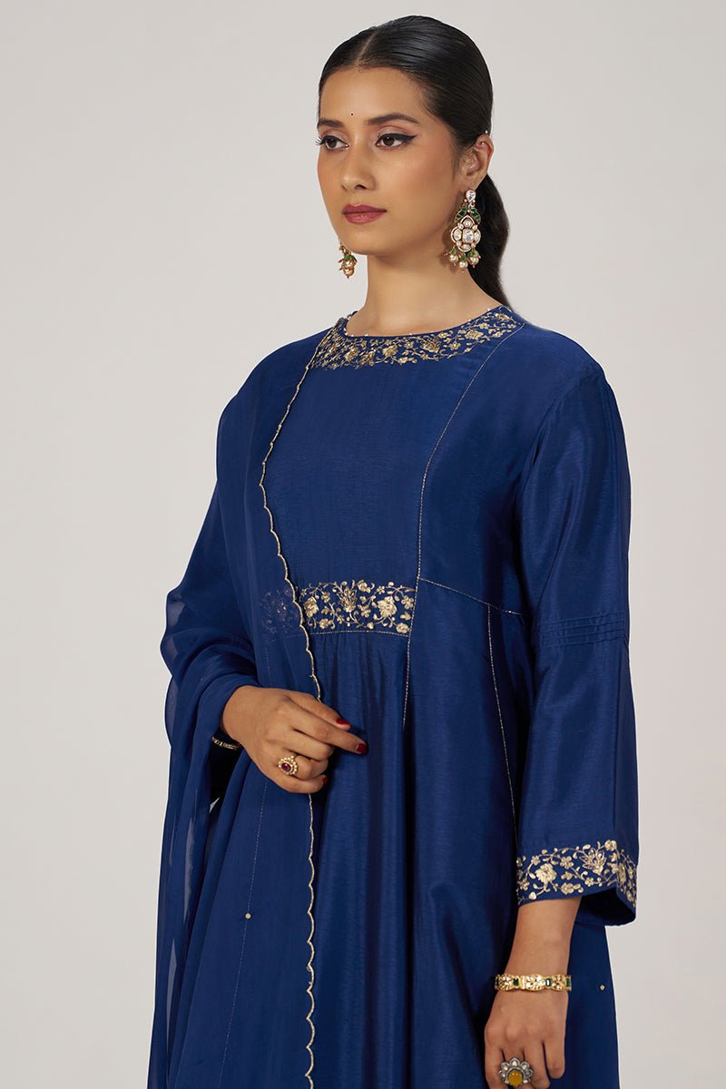 Deep Sapphire Blue Festive Kurta Set - Ganga Fashions