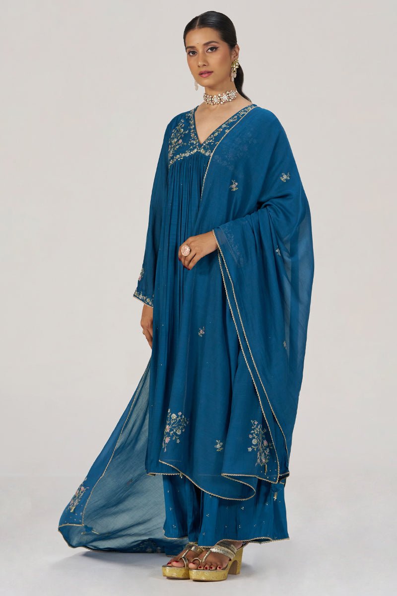 Deep Riverside Blue Festive Kurta Set - Ganga Fashions