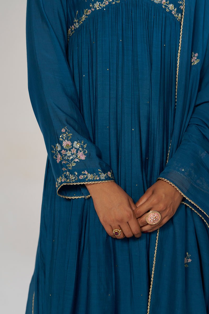 Deep Riverside Blue Festive Kurta Set - Ganga Fashions