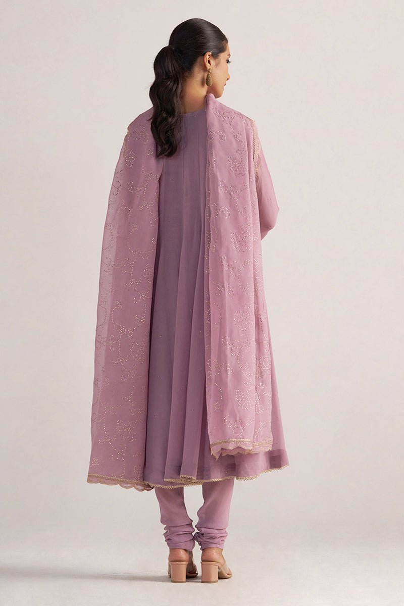 Dusky Orchid Georgette Anarkali Kurta Set