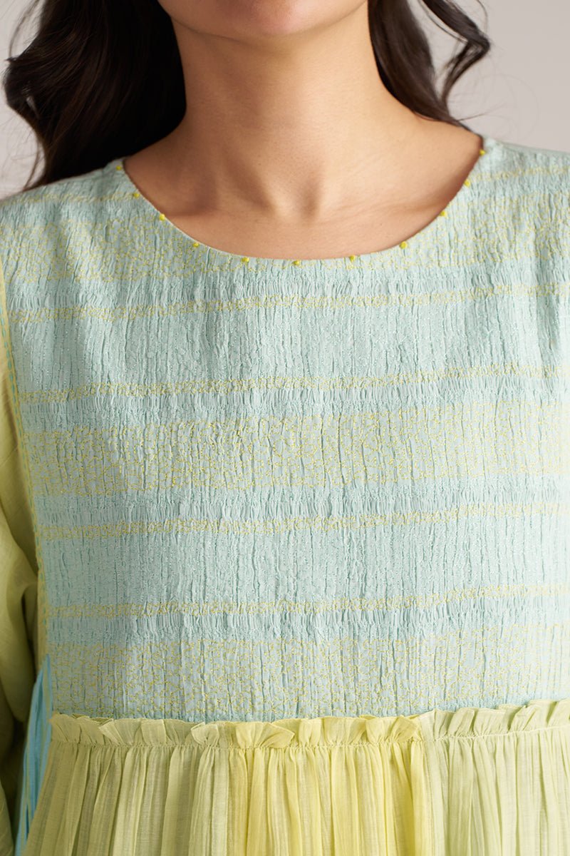 Morning Mist Blue and Celery Green-Yellow Co-ord Set