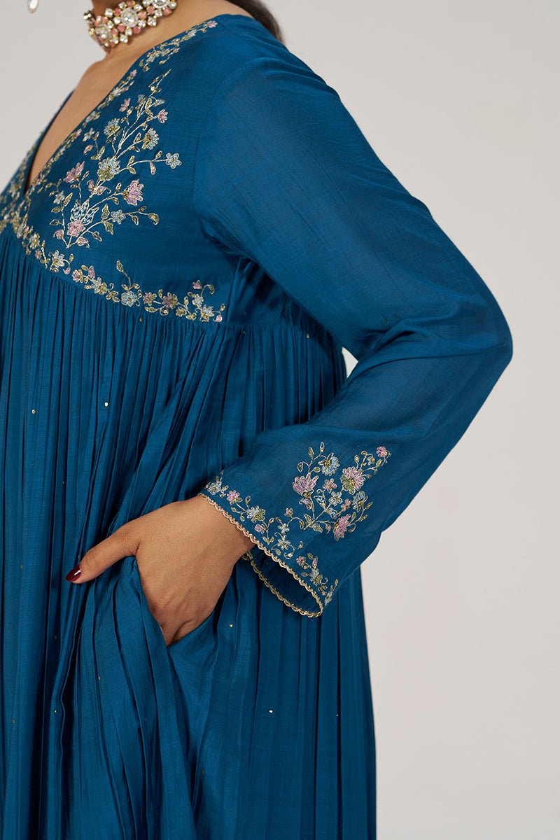Deep Riverside Blue Festive Kurta Set - Ganga Fashions