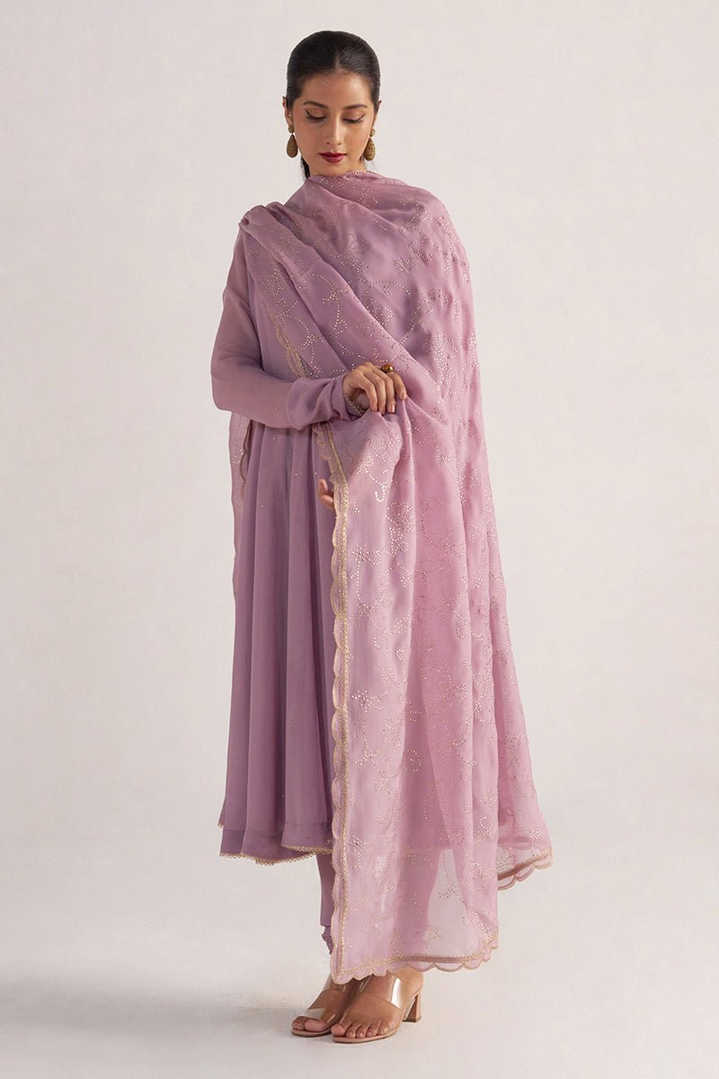 Dusky Orchid Georgette Anarkali Kurta Set