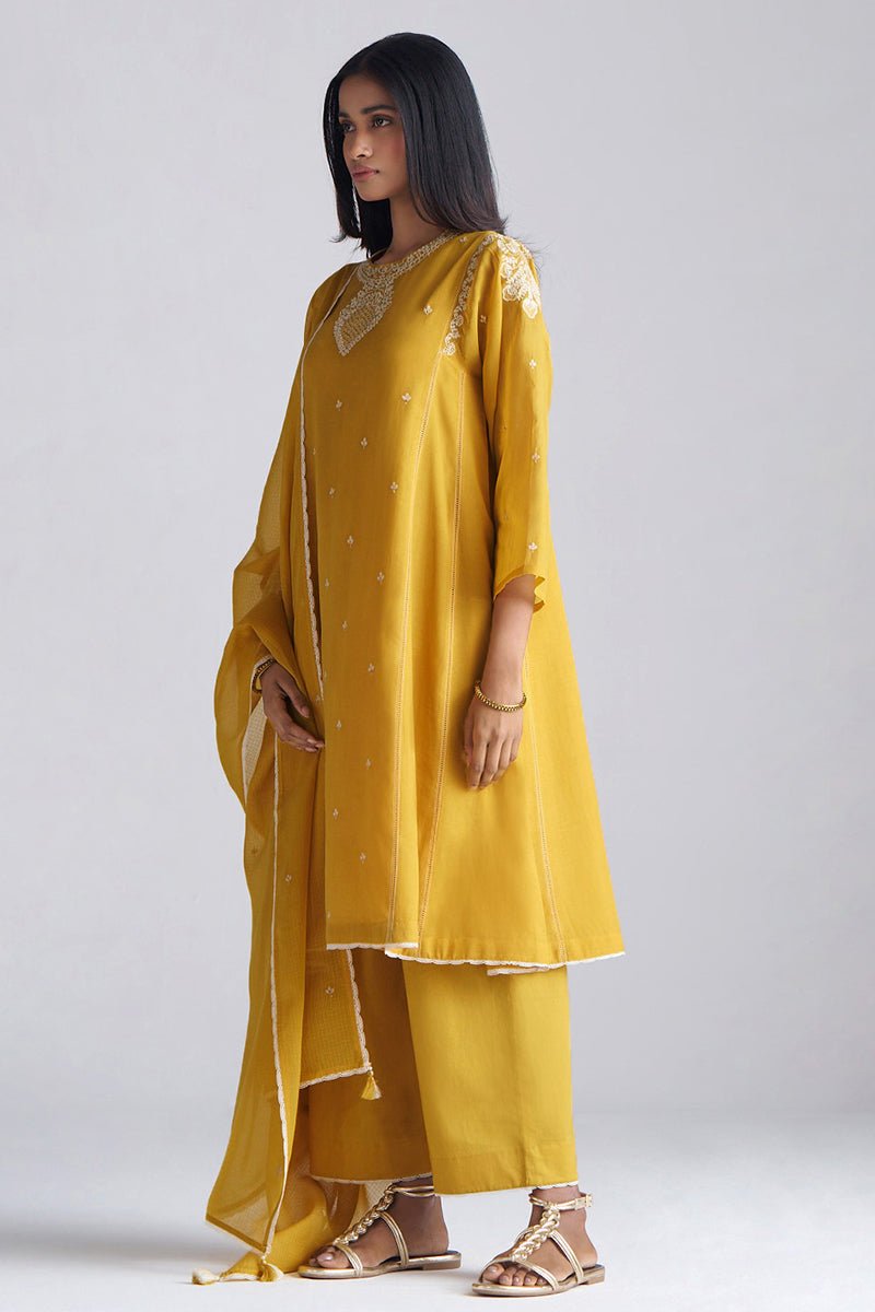 Mango Mojito Mul-Chanderi Embroidered Kurta Set