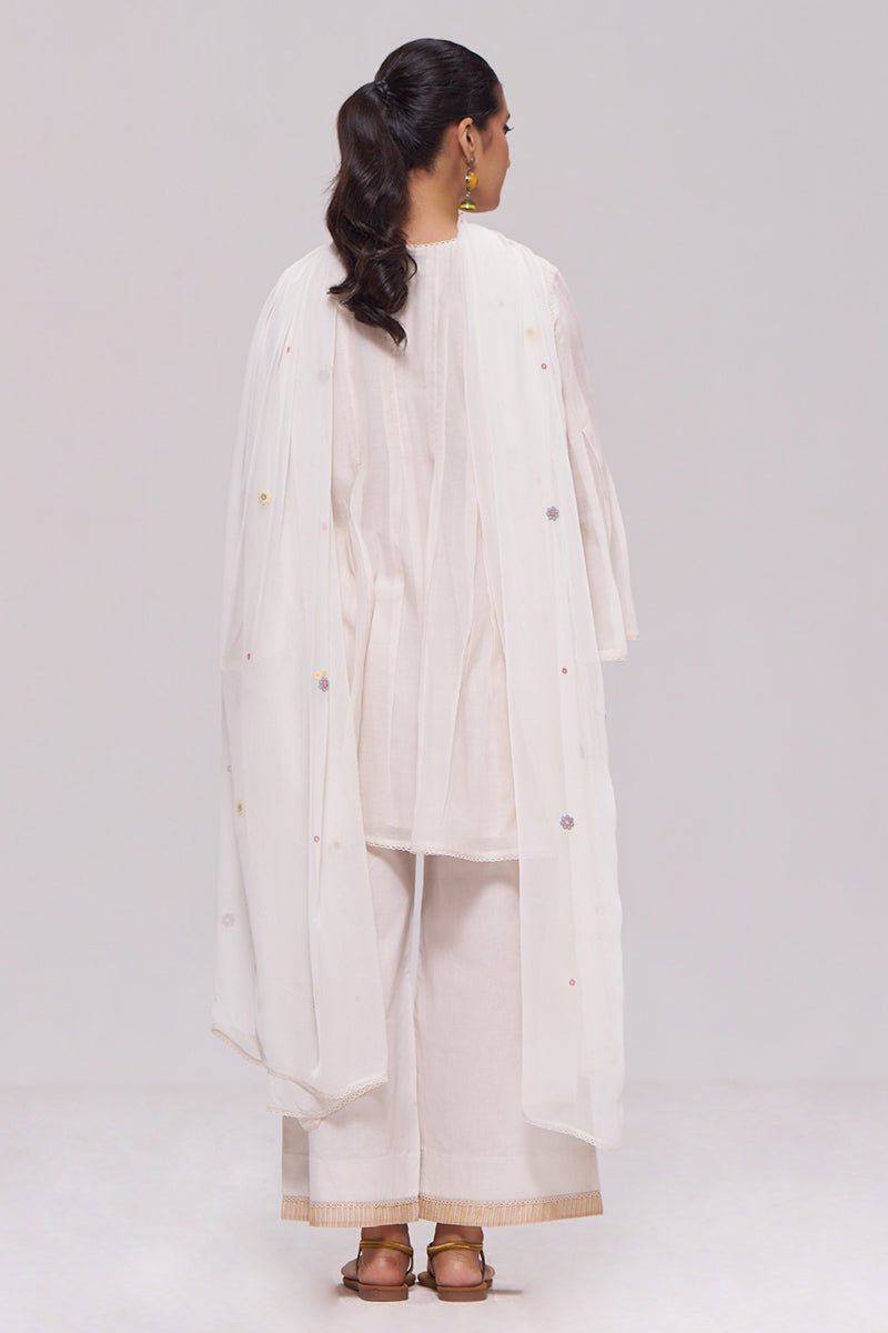 Ivory Mul-Chanderi Kurta Set - Ganga Fashions