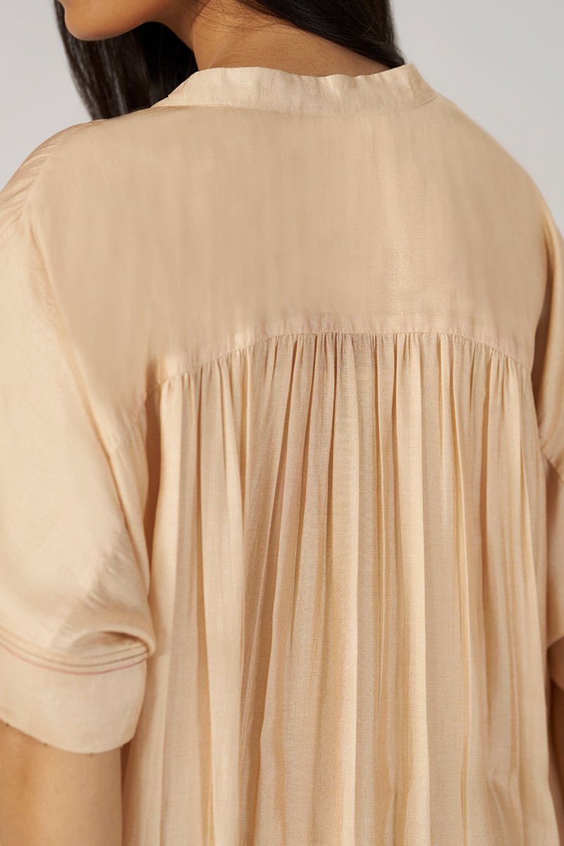 Beige Botanical Silk Festive Co-ord Set - Ganga Fashions