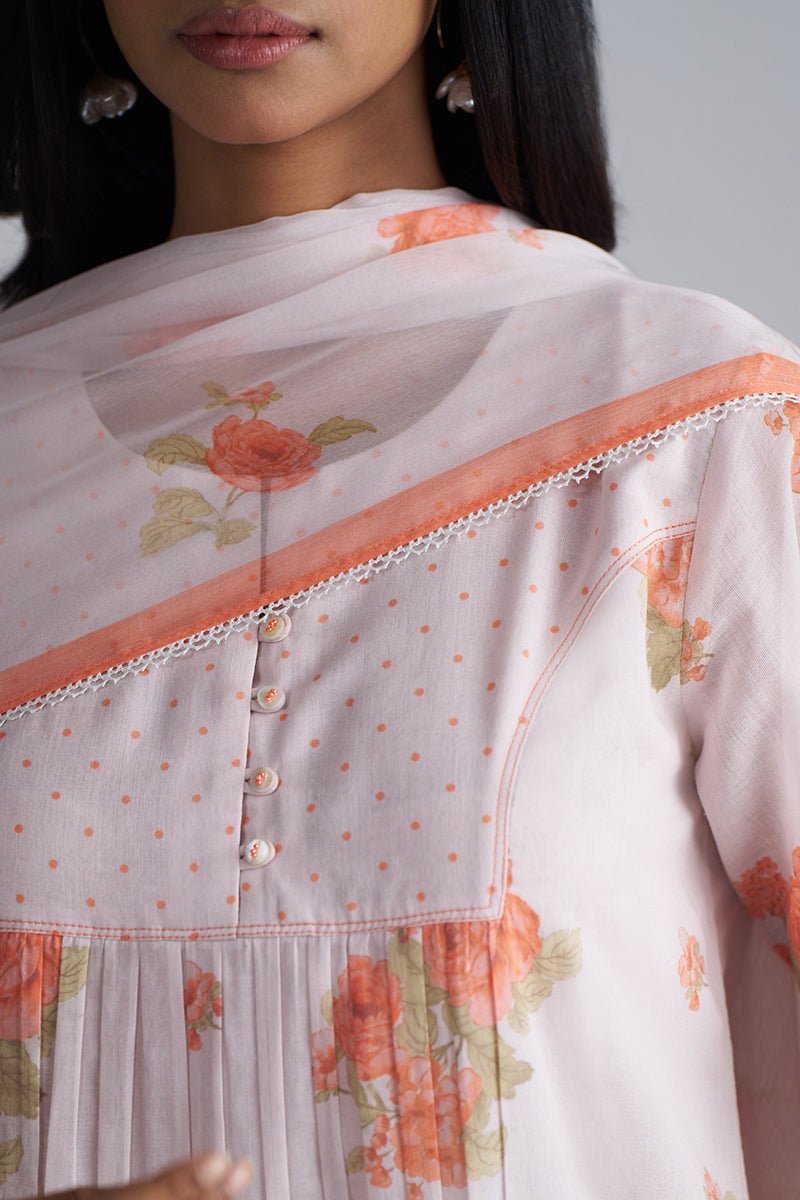 Shell and Melon Mul-Mul Kurta Set