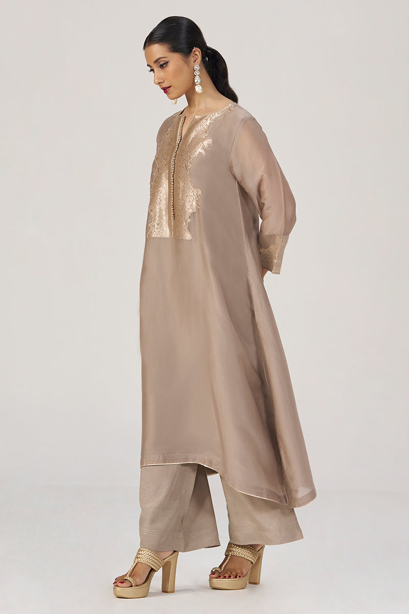 Greige Silk Festive Co-ord Set