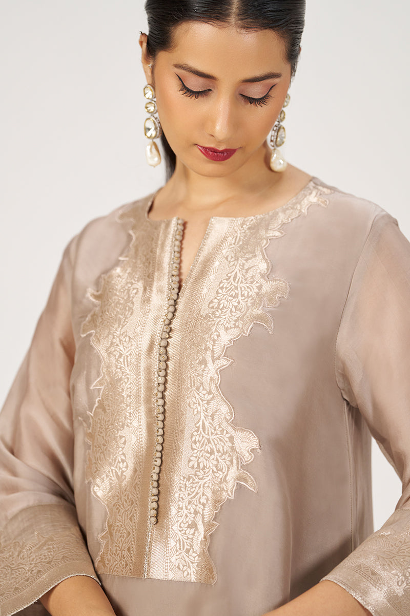Greige Silk Festive Co-ord Set