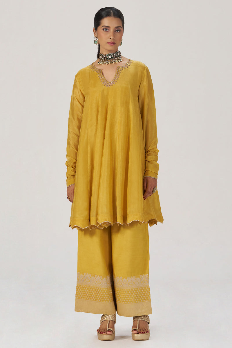 Golden Yellow Festive Silk Co-ord Set