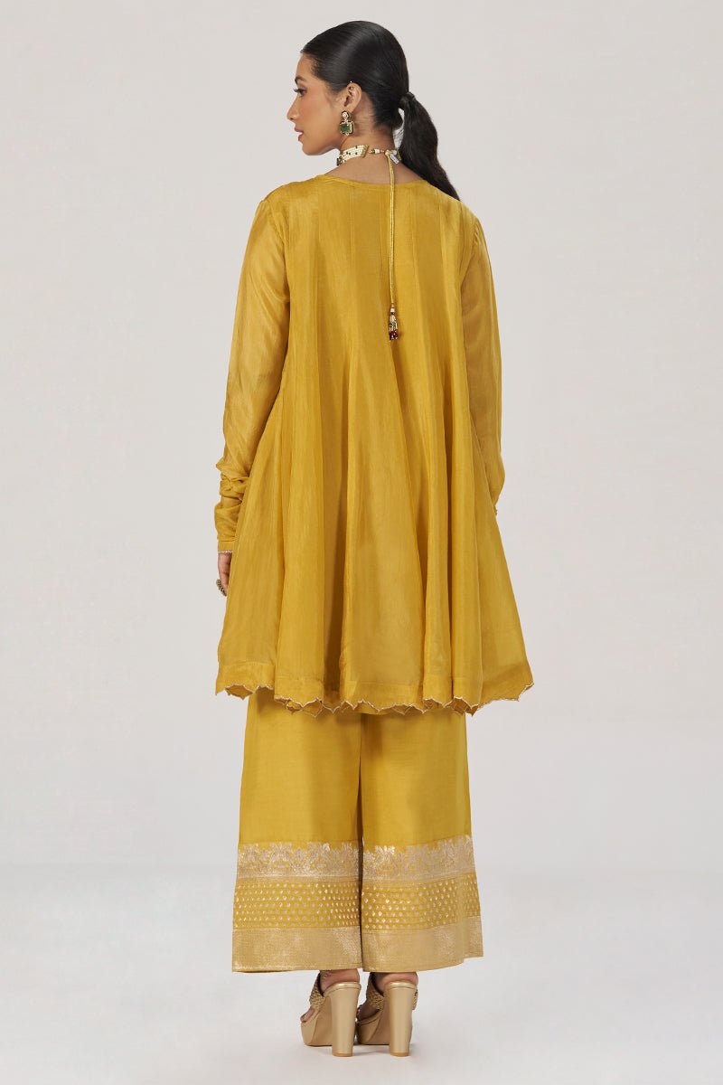 Golden Yellow Festive Silk Co-ord Set - Ganga Fashions