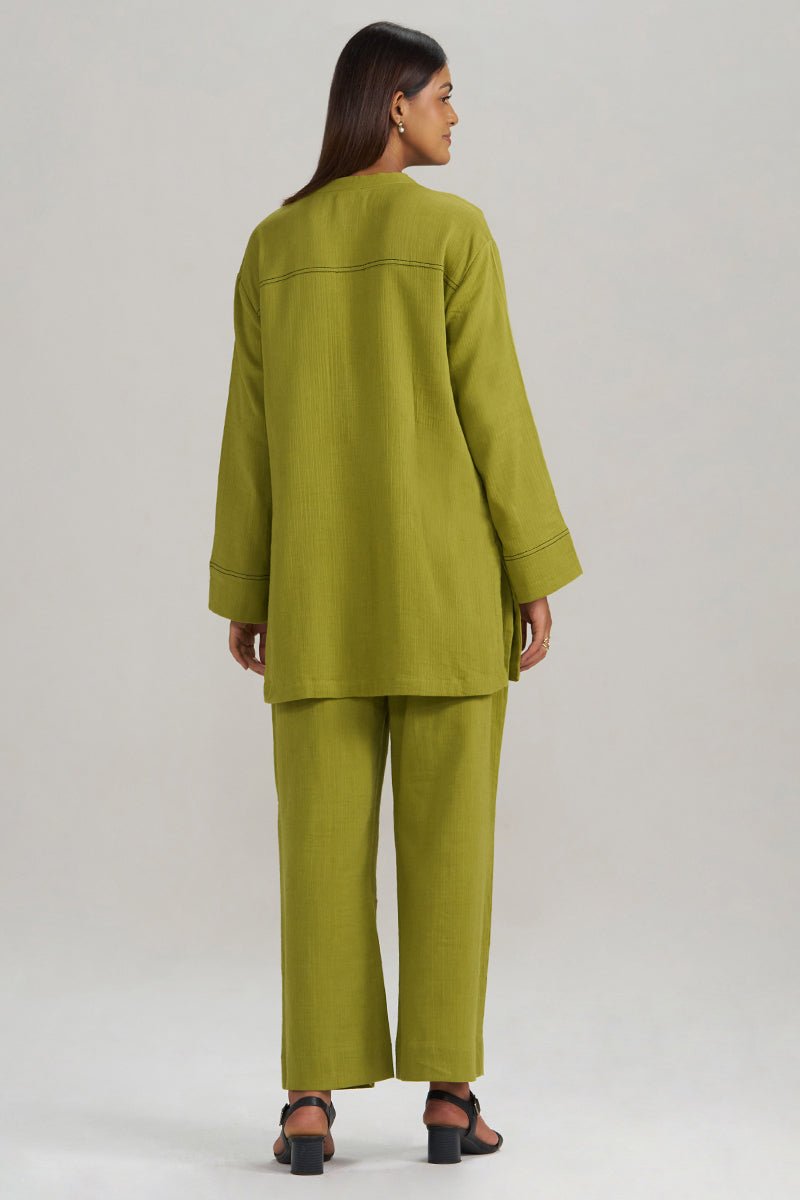 Lime Green Botanical Co-ord Set - Ganga Fashions