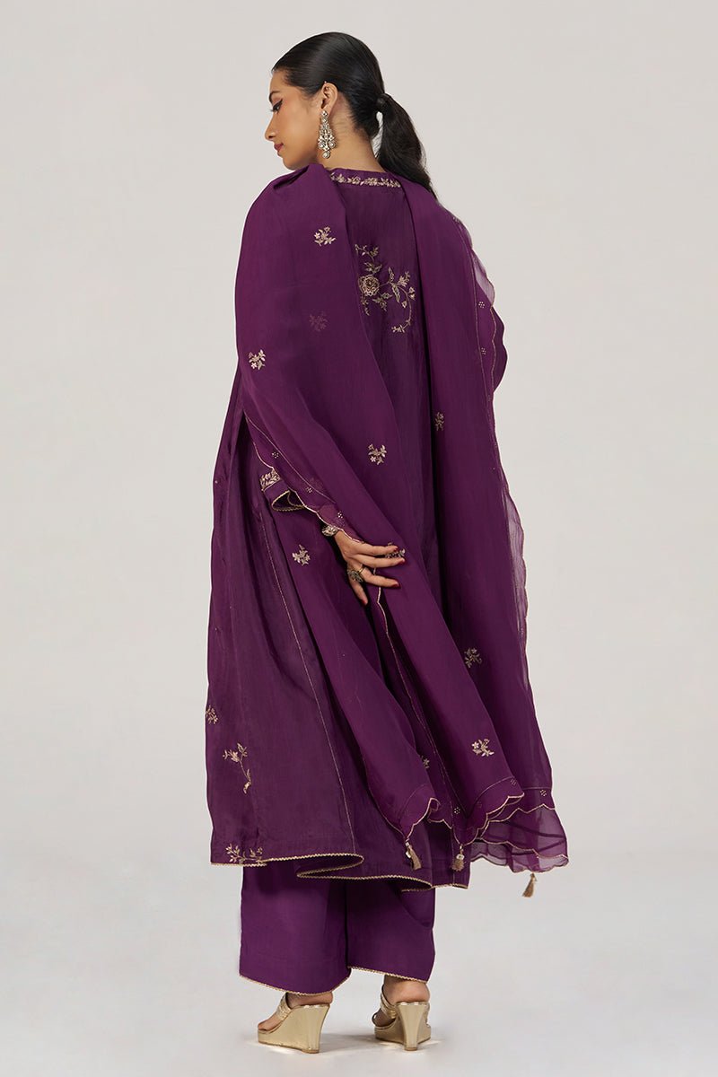 Deep Plum Silk Festive Kurta Set - Ganga Fashions