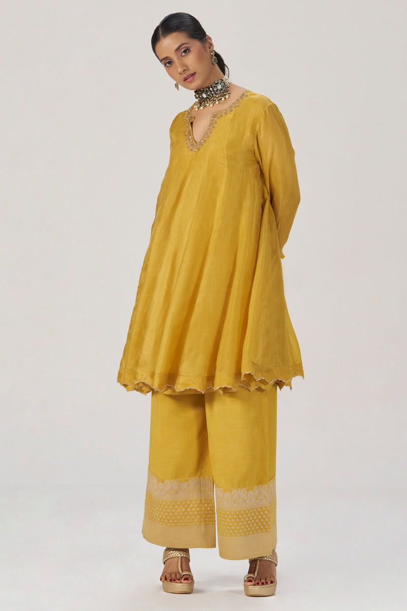 Golden Yellow Festive Silk Co-ord Set