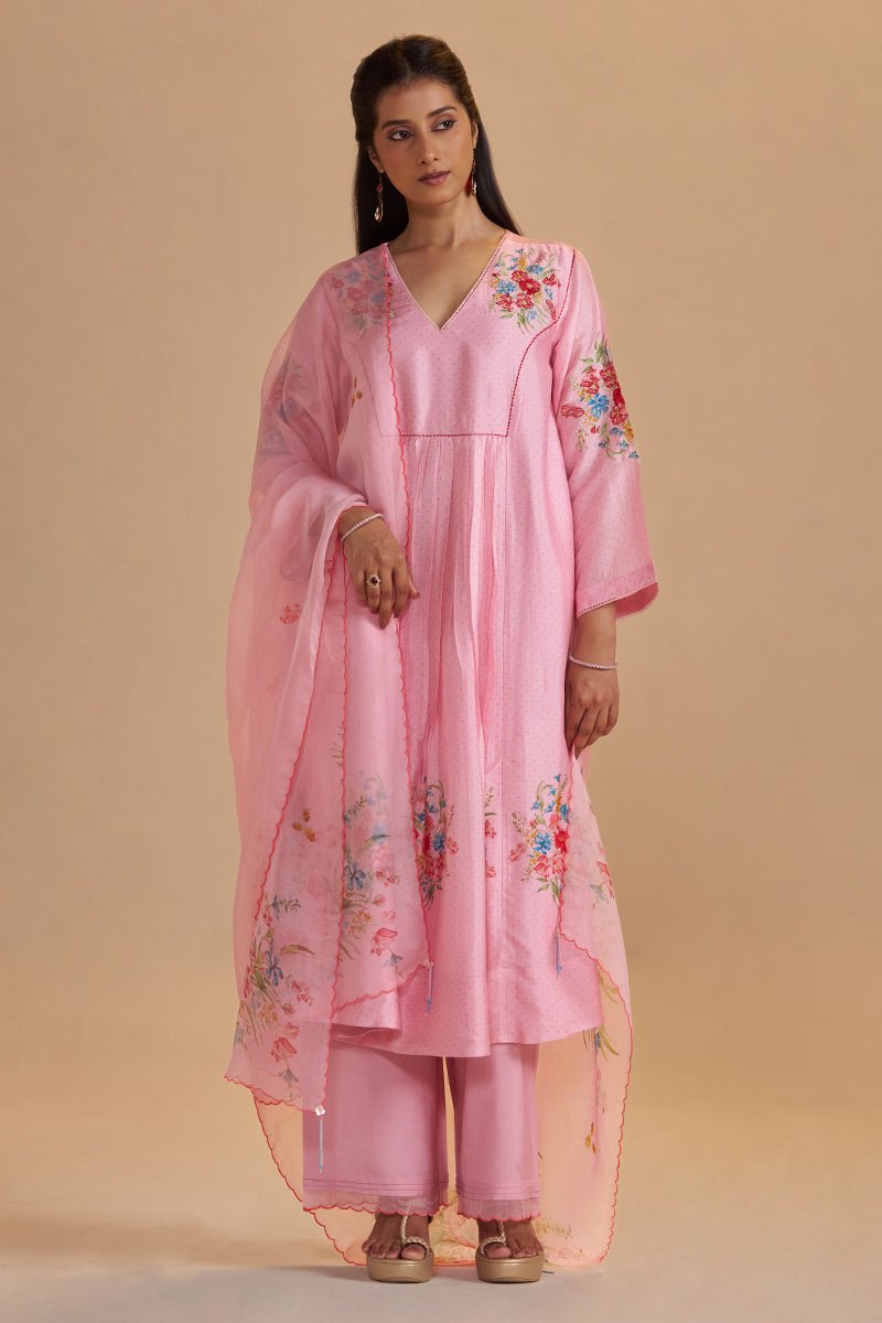 Coral Blush Festive Kurta Set - Ganga Fashions