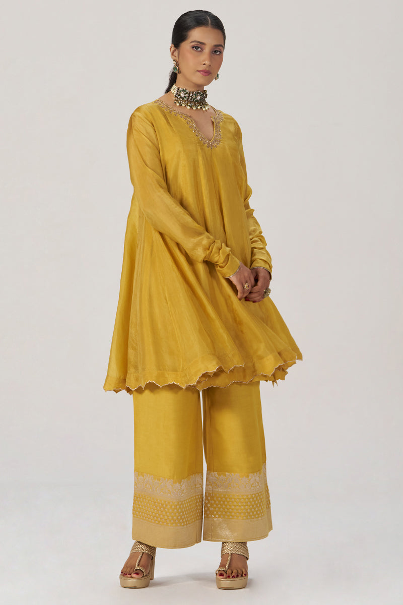 Golden Yellow Festive Silk Co-ord Set
