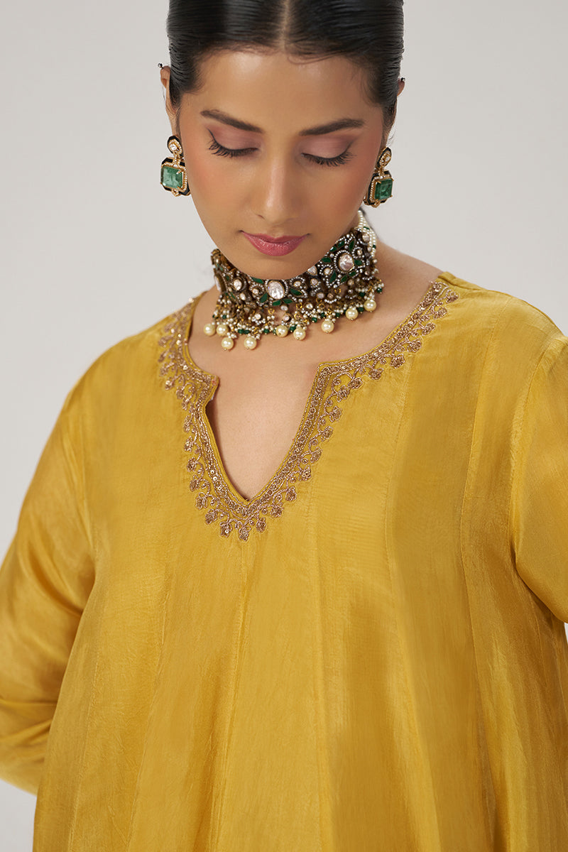 Golden Yellow Festive Silk Co-ord Set
