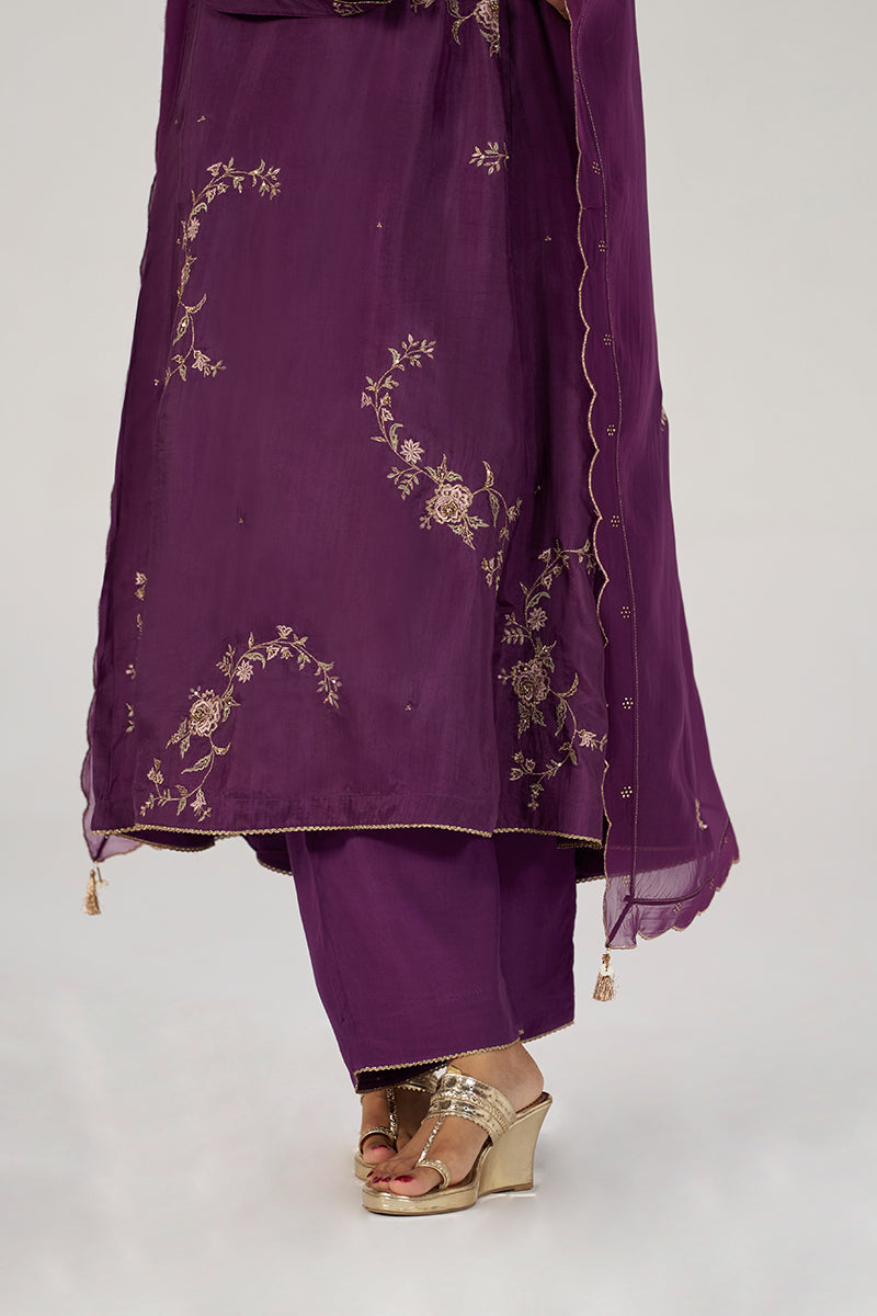 Deep Plum Silk Festive Kurta Set