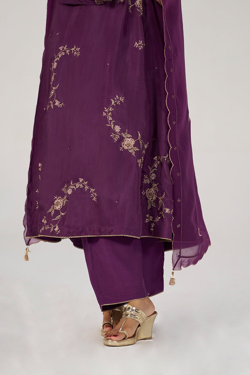 Deep Plum Silk Festive Kurta Set - Ganga Fashions