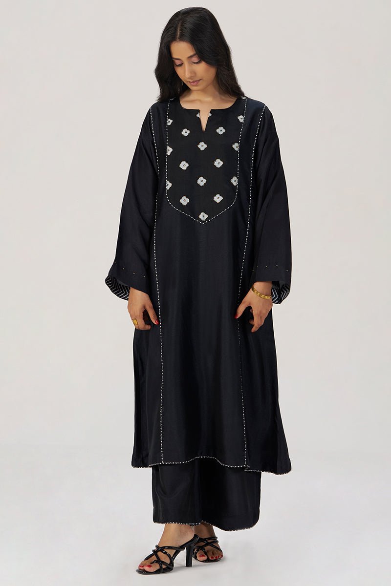 Black Silk Festive Co-ord Set - Ganga Fashions