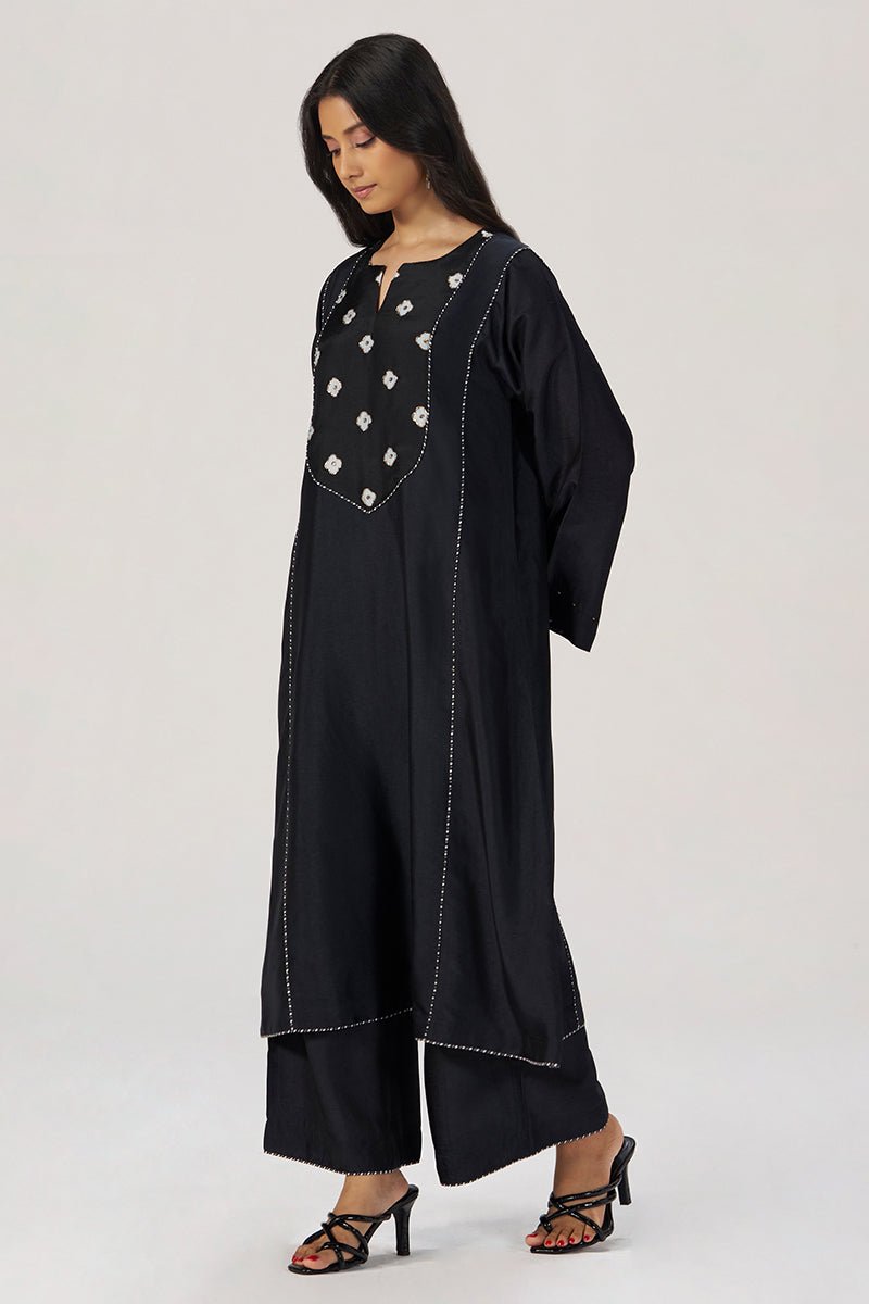 Black Silk Festive Co-ord Set - Ganga Fashions