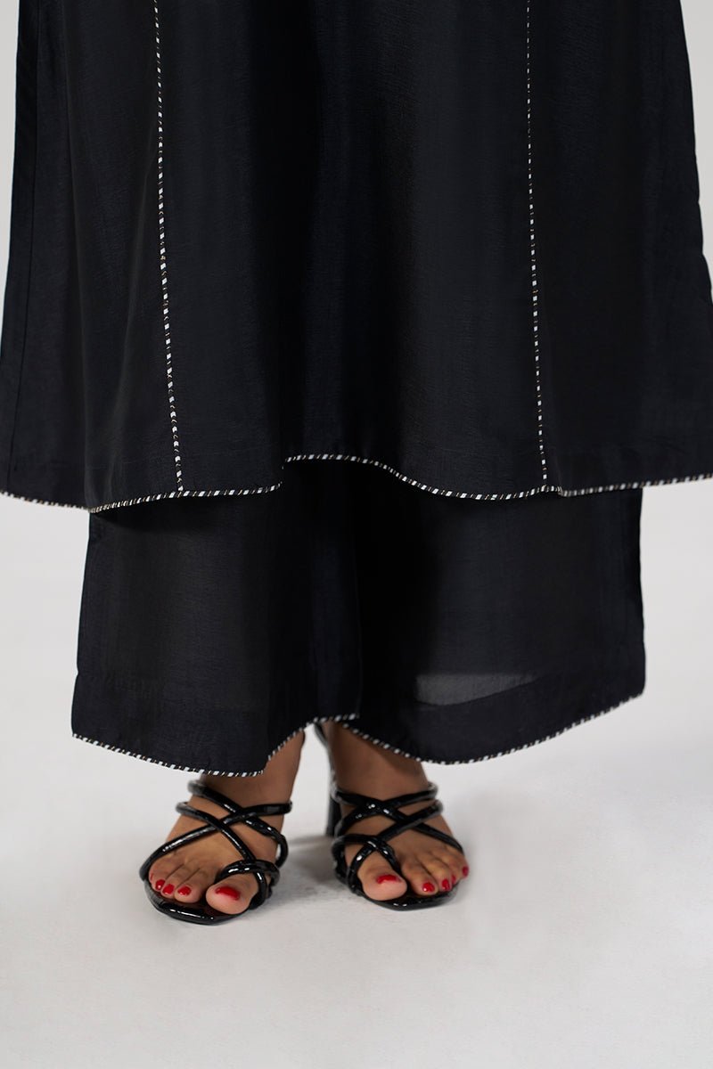 Black Silk Festive Co-ord Set - Ganga Fashions