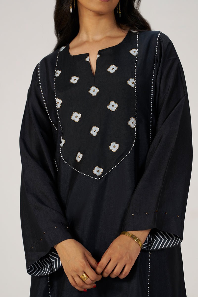 Black Silk Festive Co-ord Set - Ganga Fashions